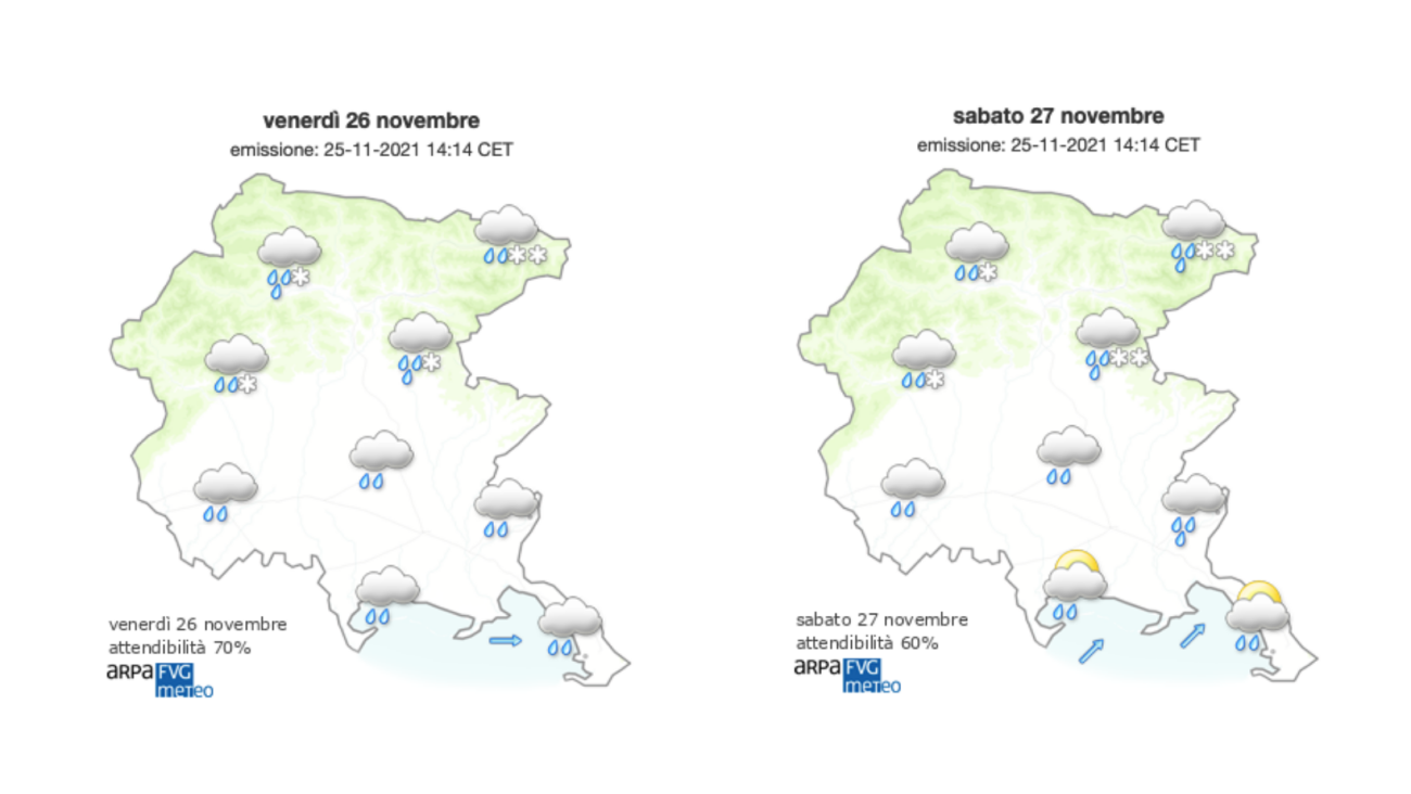 Immagine per Meteo, la depressione porta maltempo nel weekend in Fvg